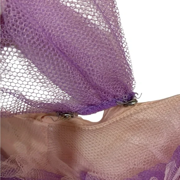 Vintage 50’s pink and purple strapless tulle prom dress w/sweetheart neckline s4 - Picture 9 of 12